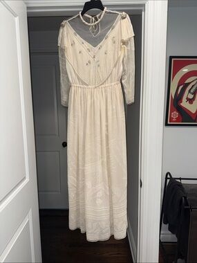 Stunning Vintage Semi-Sheer Cream Dress Bridal